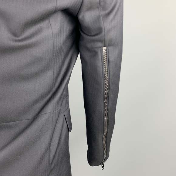 GIVENCHY Size 38 Black on Black Stripe Wool Notch Lapel Sport Coat - Picture 6 of 7